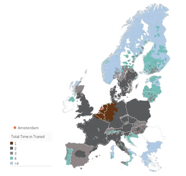 UPS Standard Lieferzeiten in ganz Europa UPS Standard Lieferzeitenkarte für Europa mit der voraussichtlichen Versanddauer nach Ländern